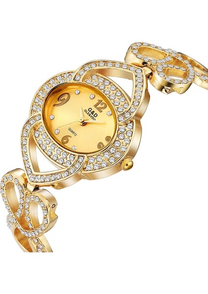 Altın-Beyaz Gd Kadın Moda Rahat Hediye Izle Paslanmaz Çelik Kuvars Izle Bileklik Saat Zaman Tutma (Yurt Dışından) indirimleri