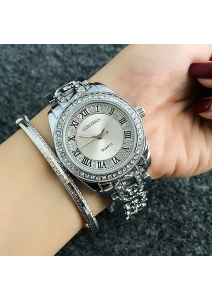 Gül Altın Contena Lüks Bilezik Izle Kadın Saatler Taklidi Moda Gül Altın Kadın Saatler Saat Reloj Mujer Relogio Feminino (Yurt Dışından)
