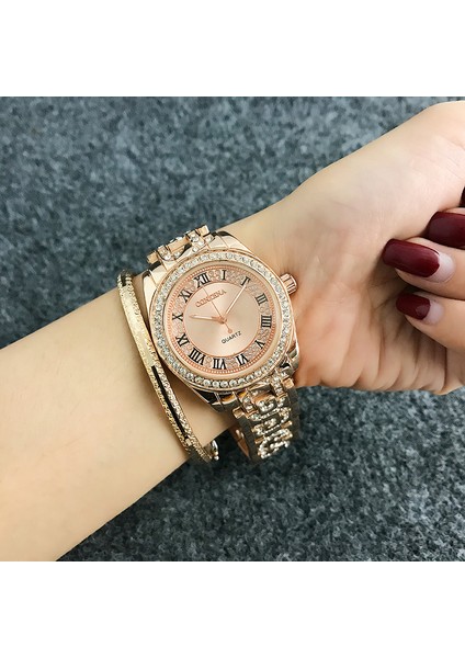 Gül Altın Contena Lüks Bilezik Izle Kadın Saatler Taklidi Moda Gül Altın Kadın Saatler Saat Reloj Mujer Relogio Feminino (Yurt Dışından)