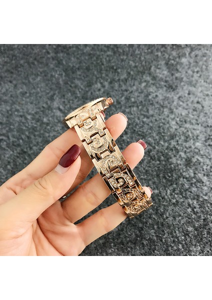 Gül Altın Contena Lüks Bilezik Izle Kadın Saatler Taklidi Moda Gül Altın Kadın Saatler Saat Reloj Mujer Relogio Feminino (Yurt Dışından)