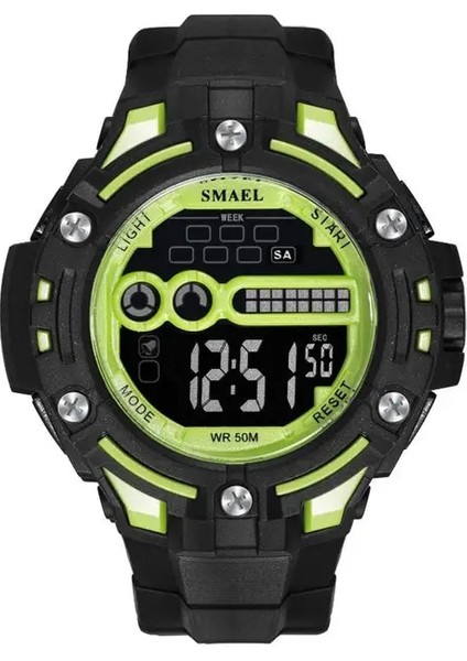 Yeşil Dijital Kol Saatleri Su Geçirmez Smael Izle Üst Marka Kronometre Montre Erkekler Saatler Dijital LED 1526 Erkek Askeri Saatler Spor (Yurt Dışından)