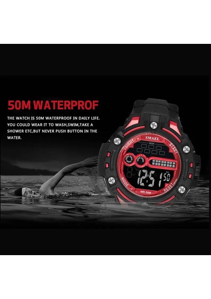 Yeşil Dijital Kol Saatleri Su Geçirmez Smael Izle Üst Marka Kronometre Montre Erkekler Saatler Dijital LED 1526 Erkek Askeri Saatler Spor (Yurt Dışından)