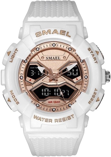 Beyaz Smael Erkekler Spor Saatler Askeri 50 M Su Geçirmez Dijital Analog Saat 8073 Marka Erkekler Dijital Saatler Su Geçirmez Otomatik (Yurt Dışından)