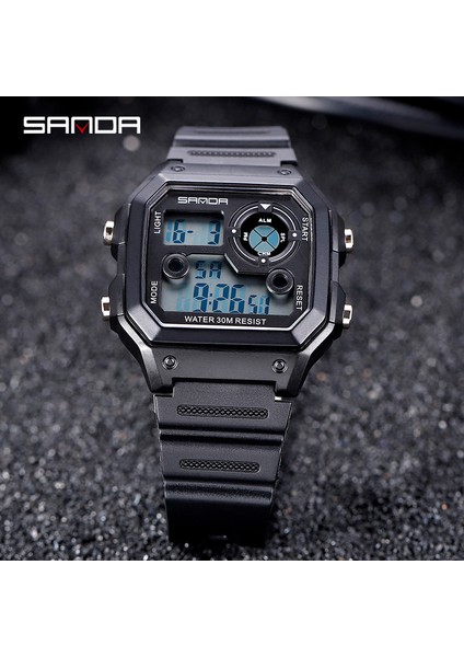 Siyah Gümüş Sanda Sıcak Satış Dijital Saat Çok Fonksiyonlu Yeni Kare Moda Elektronik Saat Su Geçirmez Aydınlık Spor Erkek Saat 418 (Yurt Dışından) fiyatları