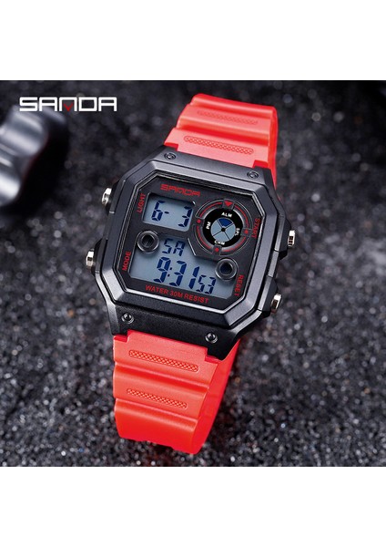 Siyah Gümüş Sanda Sıcak Satış Dijital Saat Çok Fonksiyonlu Yeni Kare Moda Elektronik Saat Su Geçirmez Aydınlık Spor Erkek Saat 418 (Yurt Dışından) indirimleri