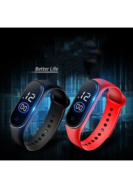 M4-Gül Kırmızı Erkek Kadın Spor LED Dijital Saat Erkekler LED Izle Silikon Elektronik Saat Çift Saatler Saat Relogio Dijital Montre Ev (Yurt Dışından)