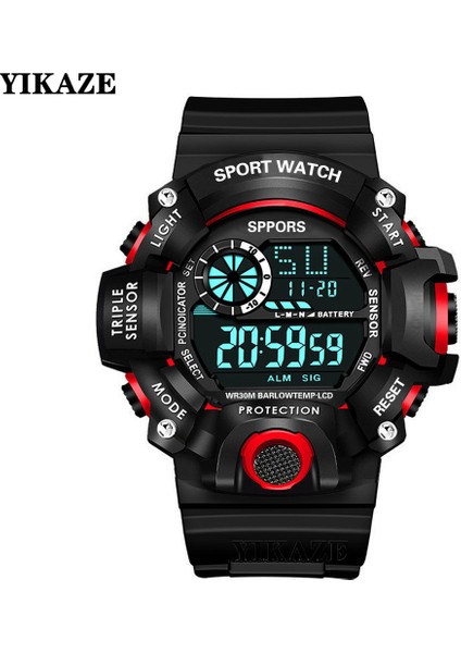 618A-AÇIK Mavi Erkekler Izle Serin Aydınlık Erkek Spor Saat Çok Fonksiyonlu Askeri Saat Kol Saati Adam Çocuklar Için LED Dijital Elektronik Saat (Yurt Dışından)