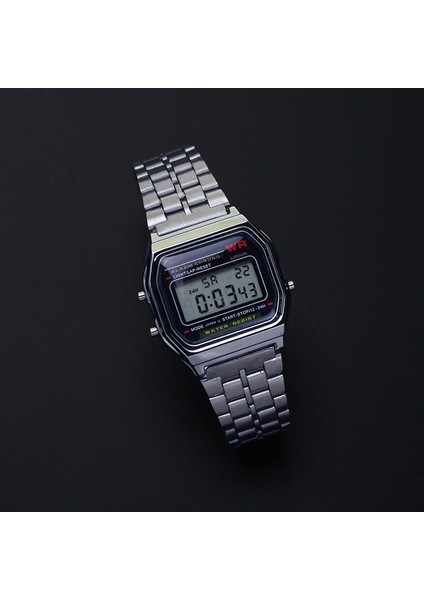 Gümüş LED Metal Şok Spor Erkek Saatler Kadın Elektronik Dijital Ekran Retro Tarzı Saat Erkek Relogio Masculin Reloj Hombre Homme (Yurt Dışından)