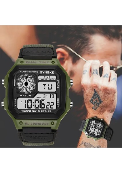 Beyaz Erkekler Spor Saatler Su Geçirmez Retro Dijital Saat Erkekler Için LED Elektronik Saat Tasarım Naylon Askeri Adam Kol Saati Reloj Hombre (Yurt Dışından)