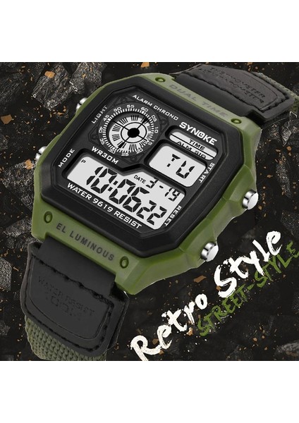 Beyaz Erkekler Spor Saatler Su Geçirmez Retro Dijital Saat Erkekler Için LED Elektronik Saat Tasarım Naylon Askeri Adam Kol Saati Reloj Hombre (Yurt Dışından)