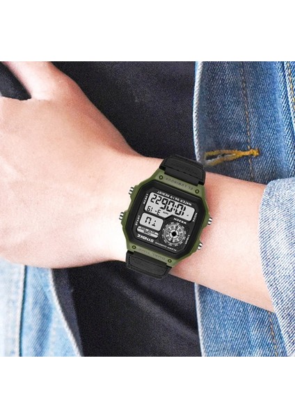 Beyaz Erkekler Spor Saatler Su Geçirmez Retro Dijital Saat Erkekler Için LED Elektronik Saat Tasarım Naylon Askeri Adam Kol Saati Reloj Hombre (Yurt Dışından)