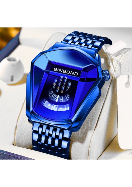 Dokunmatik Mavi Orijinal Bınbond Üst Marka Lüks Askeri Moda Spor Izle Erkekler Altın Bilek Saatler Adam Saat Rahat Chronograph Kol Saati (Yurt Dışından)