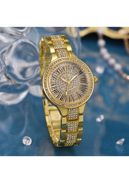 Altın Yeni Bir Altın Lüks Taklidi Saatler Kadın Kadın Kristal Kuvars Bilezik Saatler Bayan Elbise Yeni Kol Saati Saat Relogios (Yurt Dışından) indirimleri