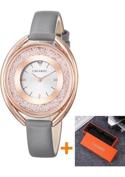 Kutu ile Altın Gri Cagarny Üst Marka Gümüş Yaratıcı Kadın Saatler Yüksek Kaliteli Kuvars Bayanlar Elmas Bilezik Saat Mujer Reloje Relogio Feminino (Yurt Dışından)