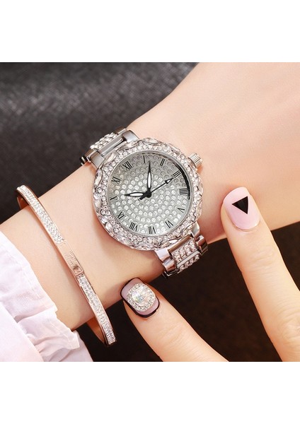 Gümüş Saat Kuvars Kadın Saatler Bayanlar Yıldızlı Gökyüzü Su Geçirmez Çelik Kadın Bilezik Saatler Kadın Saat Relogio Feminino Montre Femme (Yurt Dışından) fiyatları