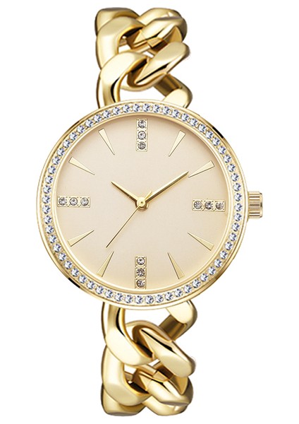 Bronz 2022 Lüks Marka Kadın Saatler Rhinestone Moda Çelik Bilezik Izle Casual Bayan Elbise Zarif Kuvars Kol Saati (Yurt Dışından)