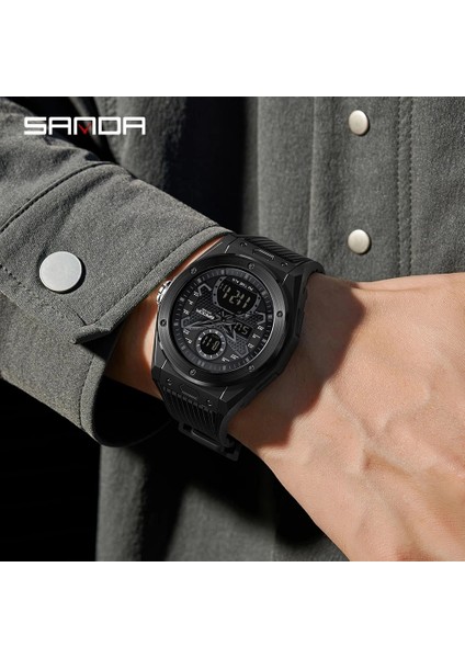 Beyaz Sanda Marka 2023 Erkek Saatler Çift Ekran Dijital Kuvars Saatı Su Geçirmez Spor Askeri Izle Relogio Masculino 3138 (Yurt Dışından) modelleri