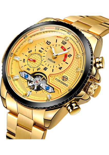 Gold Forsining, Içi Boş Otomatik Mekanik Saat ile Erkeklerin Boş Zamanlarını Mavi Mekanik Saatli Çelik Kol Saati ile Izliyor (Yurt Dışından)