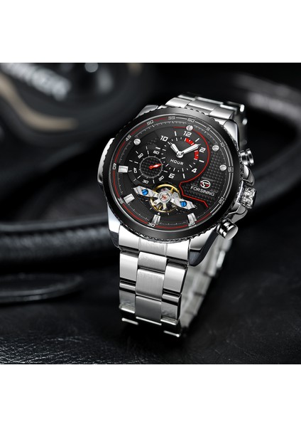 Gold Forsining, Içi Boş Otomatik Mekanik Saat ile Erkeklerin Boş Zamanlarını Mavi Mekanik Saatli Çelik Kol Saati ile Izliyor (Yurt Dışından) fırsatları