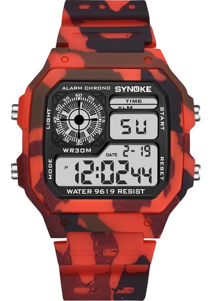 Kamuflaj-Kırmızı Reloj Deportivo Dijital Erkek Saatler Erkekler 5bar Su Geçirmez Spor Izle Spor Paslanmaz Çelik Kol Saati Relojes Deportivos Zegarek (Yurt Dışından)