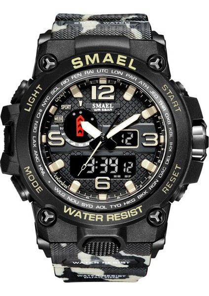 Erkekler Için Kamuflaj Haki Smael Marka Izle, 1545D Adam Kamuflaj Askeri Spor Saatleri, Şok Dayanıklı Çalar Saat Reloj Hombre (Yurt Dışından)