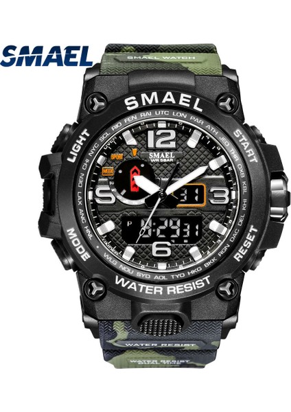 Erkekler Için Kamuflaj Haki Smael Marka Izle, 1545D Adam Kamuflaj Askeri Spor Saatleri, Şok Dayanıklı Çalar Saat Reloj Hombre (Yurt Dışından)