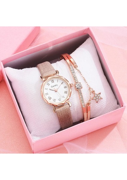 2pcs Mıknatıs Siyah B Gaiety Marka 2ADET Set Gündelik Saat Kadınlar Için Taklidi Bileklik Saat Deri Bayan Bilek Saati Basit Elbise Gfit Montre Femme (Yurt Dışından)