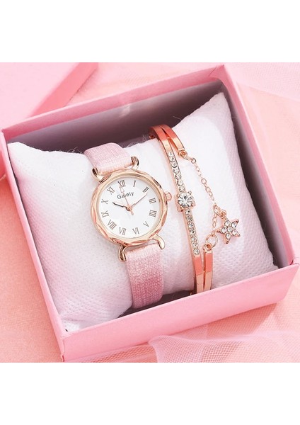 2pcs Mıknatıs Siyah B Gaiety Marka 2ADET Set Gündelik Saat Kadınlar Için Taklidi Bileklik Saat Deri Bayan Bilek Saati Basit Elbise Gfit Montre Femme (Yurt Dışından)