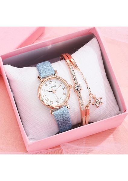 2pcs Mıknatıs Siyah B Gaiety Marka 2ADET Set Gündelik Saat Kadınlar Için Taklidi Bileklik Saat Deri Bayan Bilek Saati Basit Elbise Gfit Montre Femme (Yurt Dışından)
