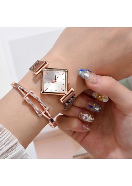 Siyah Set Kadın Manyetik Bilezik Saatler Set Kadın Lüks Kare Bilezik Kuvars Saatı Bayanlar Elbise Saat Relogio Feminino (Yurt Dışından) modelleri