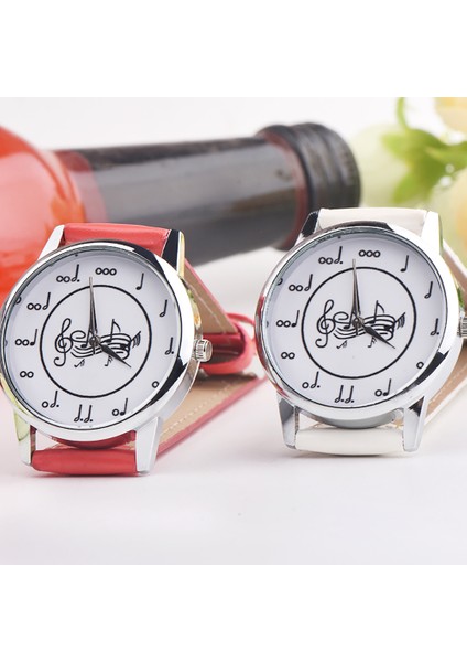 Siyah Kadran Öğrenciler Kol Saati Moda Müzik Notu Analog Yuvarlak Kadran Suni Deri Band Unisex Kuvars Kol Saati Bilezik Saatler (Yurt Dışından) indirimleri