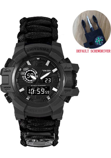 Siyah Erkekler Askeri Spor LED Dijital Saatler Pusula Açık Hayatta Kalma Çok Fonksiyonlu Su Geçirmez Erkek Kuvars Izle Relogio Masculino (Yurt Dışından)