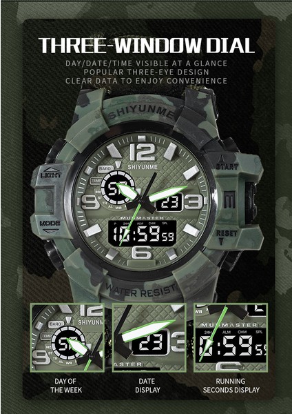 Siyah Erkekler Askeri Spor LED Dijital Saatler Pusula Açık Hayatta Kalma Çok Fonksiyonlu Su Geçirmez Erkek Kuvars Izle Relogio Masculino (Yurt Dışından) indirimleri
