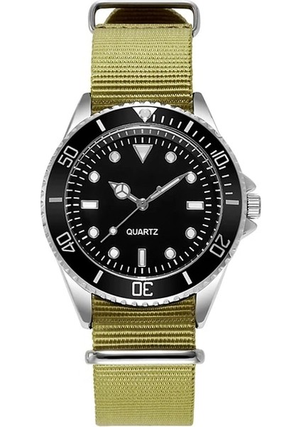 Yello Green Diver Style Japan Movement Dönen Çerçeve Kumaş Kayış Klasik Analog Aydınlık Ibreler (Yurt Dışından)