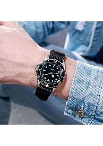 Yello Green Diver Style Japan Movement Dönen Çerçeve Kumaş Kayış Klasik Analog Aydınlık Ibreler (Yurt Dışından) fırsatları