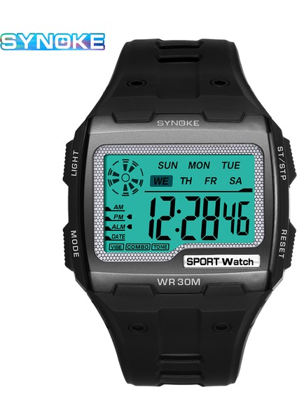 9021GOLD Synoke Erkek Spor Saat LED Alarm Su Geçirmez Kare Büyük Arama Dijital Saatler Erkek Elektronik Saat Kol Saati Relojes Hombre (Yurt Dışından) modelleri