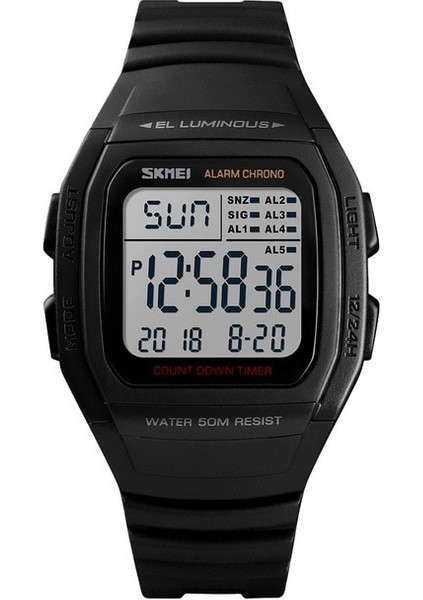 Siyah Marka Skmeı 1278 Moda Kare Dijital Saat Kaliteli Plastik Spor Alarm Chronograph Elektronik Erkek Saatler Reloj Hombre (Yurt Dışından)