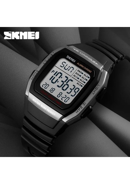Siyah Marka Skmeı 1278 Moda Kare Dijital Saat Kaliteli Plastik Spor Alarm Chronograph Elektronik Erkek Saatler Reloj Hombre (Yurt Dışından)