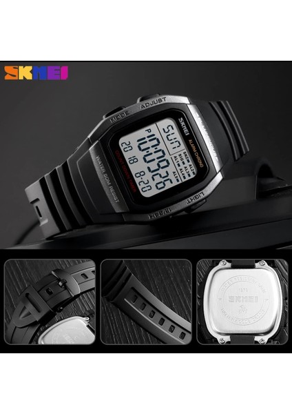 Siyah Marka Skmeı 1278 Moda Kare Dijital Saat Kaliteli Plastik Spor Alarm Chronograph Elektronik Erkek Saatler Reloj Hombre (Yurt Dışından)