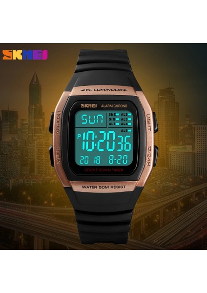 Siyah Marka Skmeı 1278 Moda Kare Dijital Saat Kaliteli Plastik Spor Alarm Chronograph Elektronik Erkek Saatler Reloj Hombre (Yurt Dışından)