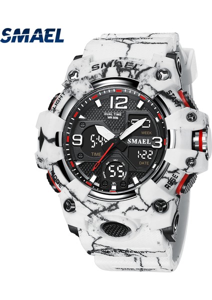 Camogray Smael Izle Spor Askeri Saatler Su Geçirmez 50 M Kronometre LED Işık Hafta Ekran Kol Saatleri 8008 Kuvars Saatler Erkekler Dijital (Yurt Dışından) modelleri