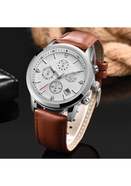 Siyah Altın L 2022 Lıge Üst Marka Yeni Rahat Moda Erkekler Kuvars Izle Lüks Askeri Deri Kayış Chronograph Erkekler Izle Relogio Masculino (Yurt Dışından)