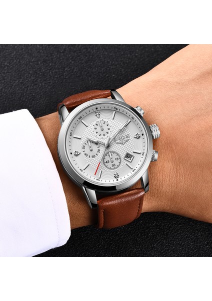 Siyah Altın L 2022 Lıge Üst Marka Yeni Rahat Moda Erkekler Kuvars Izle Lüks Askeri Deri Kayış Chronograph Erkekler Izle Relogio Masculino (Yurt Dışından)