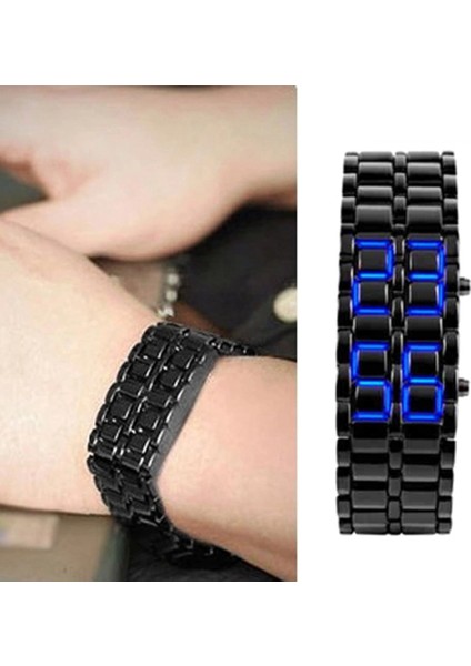 Gümüş Mavi Işık Erkekler LED Saatler Moda Lav Demir Samuray Paslanmaz Çelik Bilezik Dijital Elektronik Saat Erkekler Spor Saatler Reloj Hombre 2022 (Yurt Dışından) fiyatları