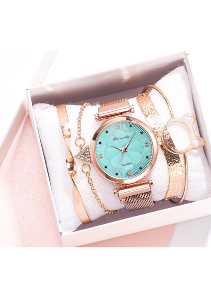 Yeşil Set 2020 Yeni Alaşım Örgü Kayış Bayan Izle Çiçek Kadranı Quartz Saat 5 Parça Set Mıknatıs Toka Rahat Kadın Izle Bilezik Izle (Yurt Dışından) fiyatları