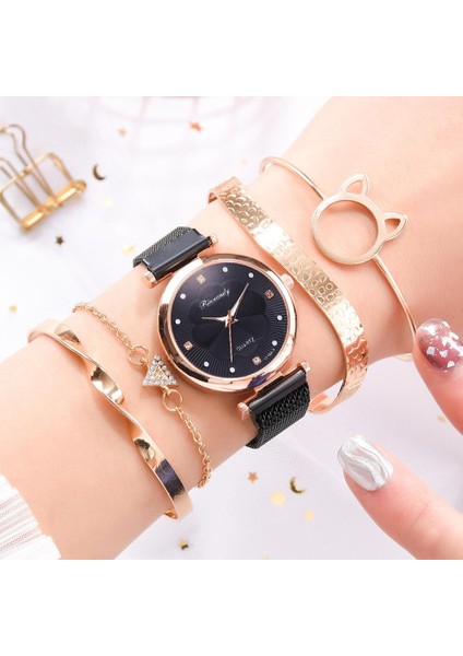 Yeşil Set 2020 Yeni Alaşım Örgü Kayış Bayan Izle Çiçek Kadranı Quartz Saat 5 Parça Set Mıknatıs Toka Rahat Kadın Izle Bilezik Izle (Yurt Dışından) modelleri