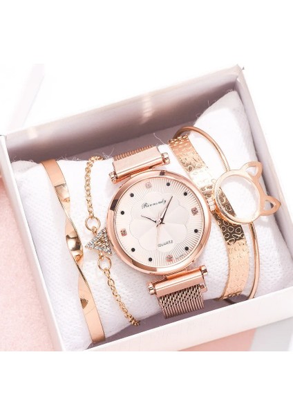 Yeşil Set 2020 Yeni Alaşım Örgü Kayış Bayan Izle Çiçek Kadranı Quartz Saat 5 Parça Set Mıknatıs Toka Rahat Kadın Izle Bilezik Izle (Yurt Dışından) indirimleri