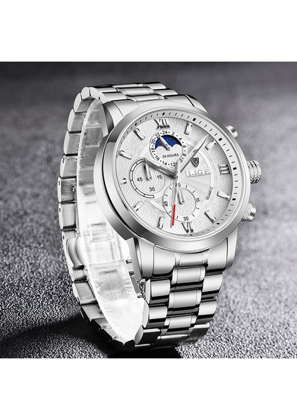 Gül Altın Beyaz Lıge Casual Erkek Saatler Çelik Su Geçirmez Aydınlık Üst Marka Lüks Kuvars Kol Saati Erkekler Için Chronograph Relogios Masculinos (Yurt Dışından) fiyatları