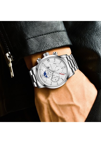 Gül Altın Beyaz Lıge Casual Erkek Saatler Çelik Su Geçirmez Aydınlık Üst Marka Lüks Kuvars Kol Saati Erkekler Için Chronograph Relogios Masculinos (Yurt Dışından) fırsatları