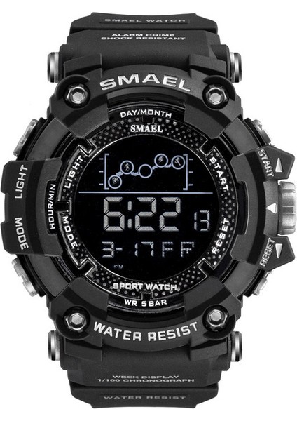 Siyah Smael Erkek Izle Askeri Suya Dayanıklı Spor Saatler Ordu Büyük Arama LED Dijital Saatı Kronometre Erkek 1802 Saat (Yurt Dışından)